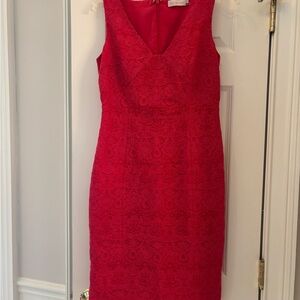 Tory Burch sleeveless pink Lace Dress, Like New, zip back/back kick pleat, size8